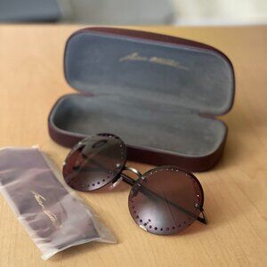 NWOT BRIAN ATWOOD Neiman Marcus Purple Round Rhinestone Sunglasses and Case